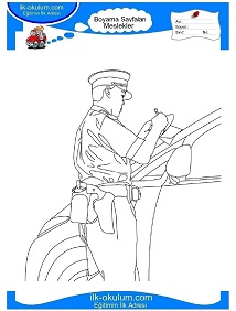 Çocuklar İçin Trafik-Polisi Boyama Sayfaları 